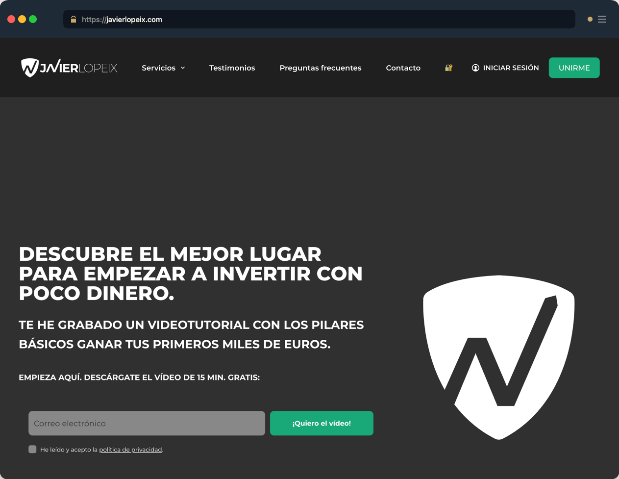 Captura de pantalla de JavierLopeix.com